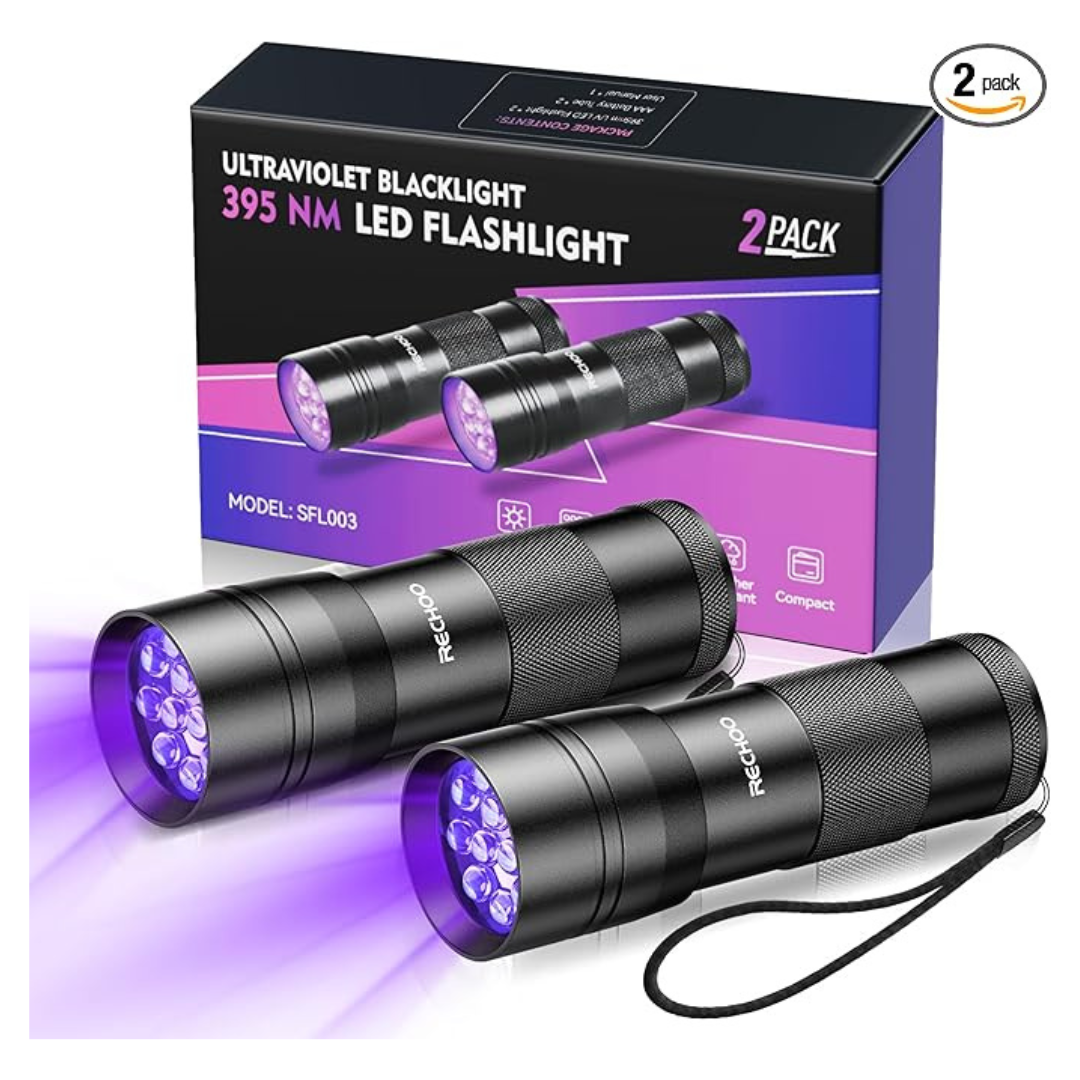 2-Pack 12 LED 395nm UV Black Light Flashlight
