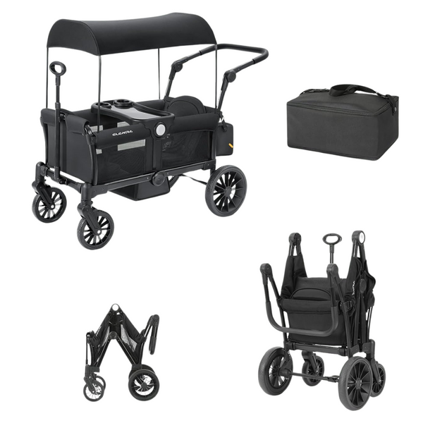 Elemara Premium Collapsible All-Terrain Wagon Stroller With Canopy