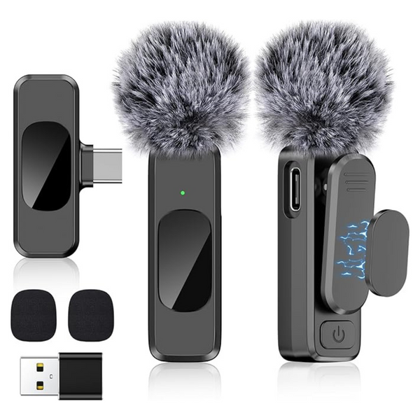 2-Pack USB C Wireless Lavalier Microphone
