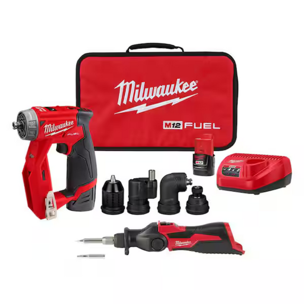 Milwaukee M12 Fuel 12V Brushless Cordless 3/8" Drill Driver + Soldering Iron