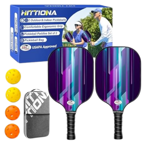 Set Of 2 HITTIONA Fiberglass Pickleball Paddles