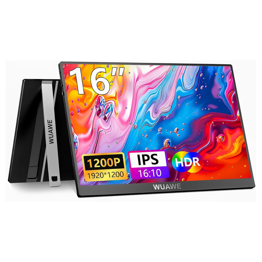 Wuawe 16" 1920x1200p HDR Portable IPS Freesync Monitor W/ Kickstand