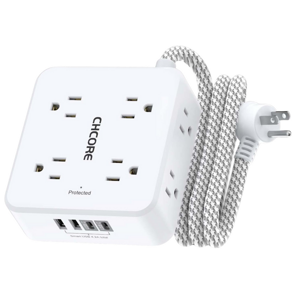 Surge Protector 5ft Braided Extension Cord 8 Outlets Power Strip