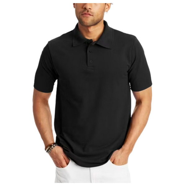 Hanes Men's X-Temp Short Sleeve Polo Shirt (Black Or White)