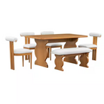 6-Piece Mid-Century Walnut Wood Top Dining Room Set