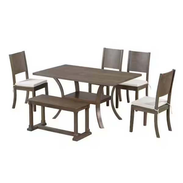 6-Piece Polibi Modern Wood Top Dining Room Set