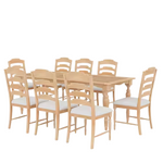 9-Piece Polibi Natural Extendable Wood Top Dining Room Set