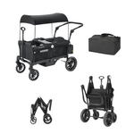 Elemara Collapsible All-Terrain Wagon Stroller With Canopy For 2 Kids