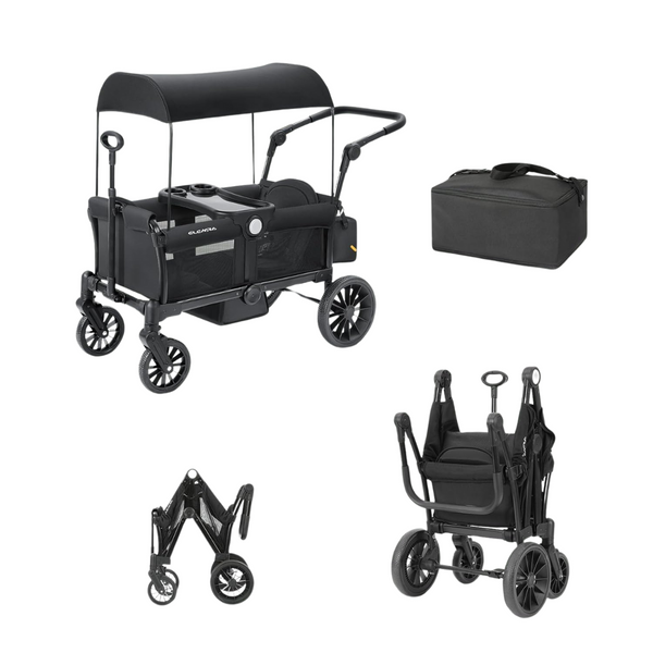 Elemara Collapsible All-Terrain Wagon Stroller With Canopy For 2 Kids