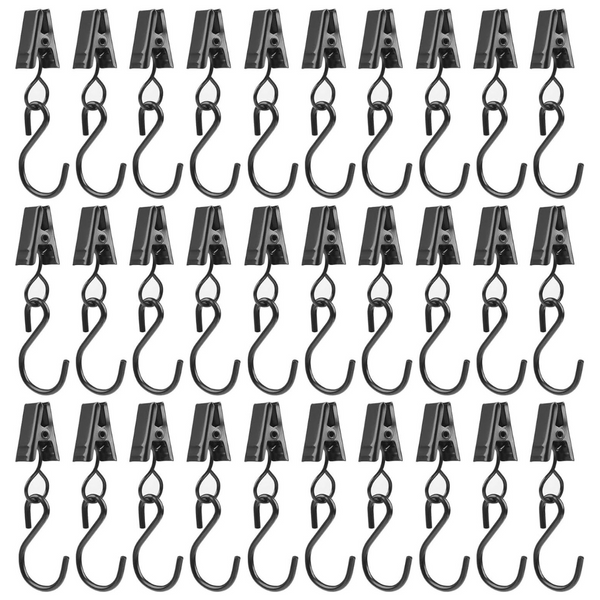 30-Pack Metal Clips With S-Hooks For Hanging Drapes