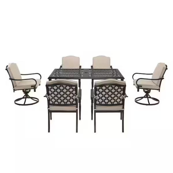 7-Piece Hampton Bay Laurel Oaks Steel Outdoor Patio Dining Set