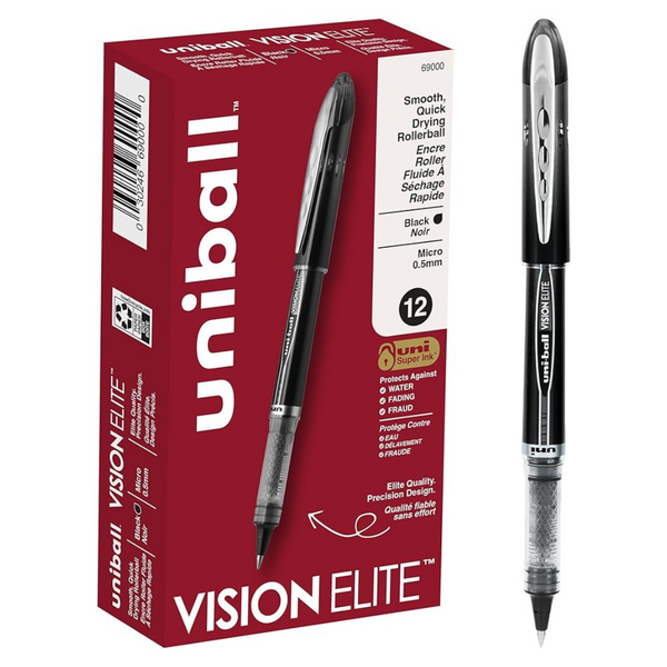 12-Count Uniball Vision Elite Rollerball Pens