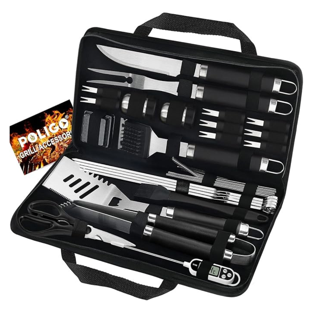 29-Piece Poligo Stainless Steel BBQ Grill Accessories Tools Set