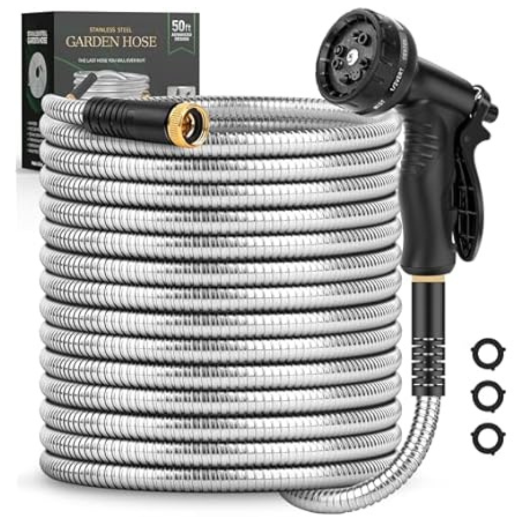 Itsonestep 50ft Metal Stainless Steel Water Hose