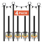 4-Pack 10Ft Outdoor String Light Poles w/ Fence Brackets Hanging Lights