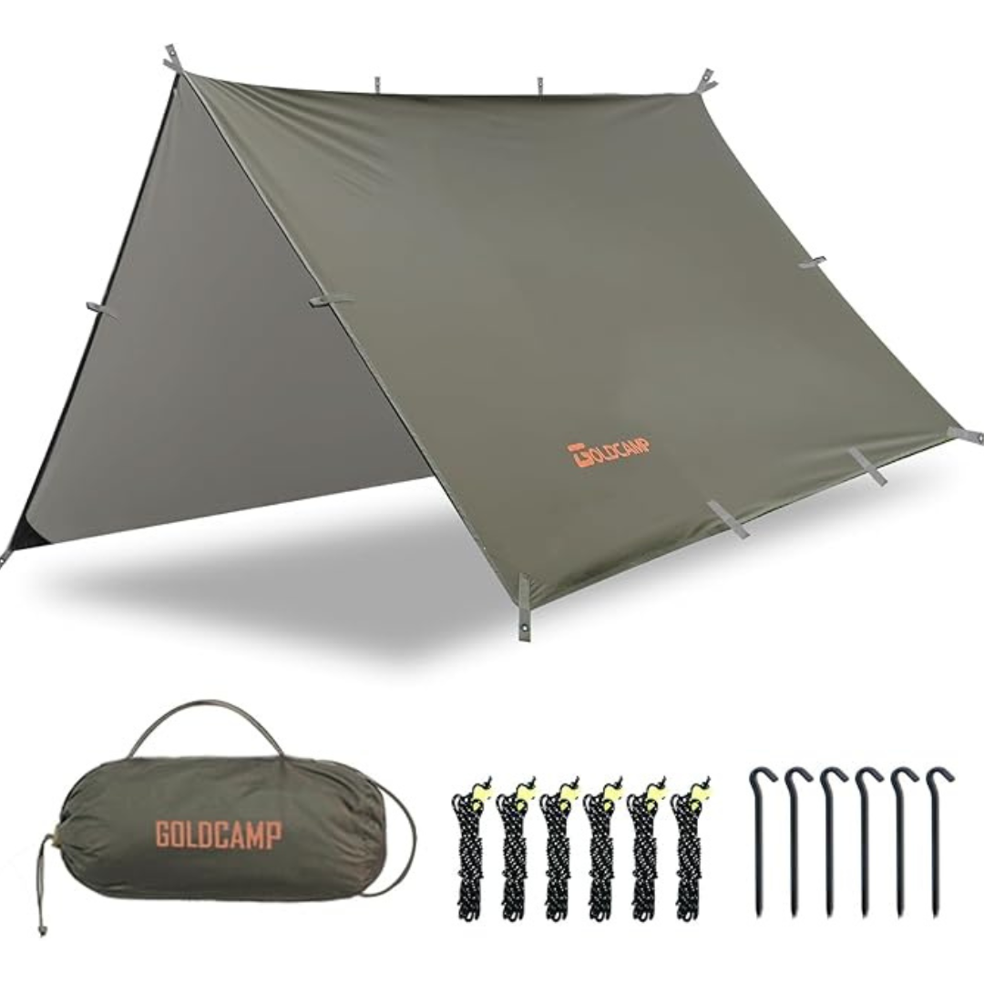 Goldcamp 10ft x 10ft Waterproof 70D Nylon Camping Tarp