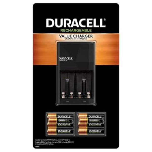 Duracell Ion Speed 1000 Charger For Rechargeable AA And AAA Batteries, Includes 6 AA And 2 AAA Pre-Charged Batteries