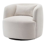 Beige Polyester Barrel Chair With Swivel