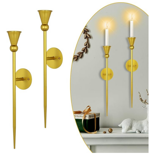 2-Pack Wall Mount Modern Long Candle Sconces