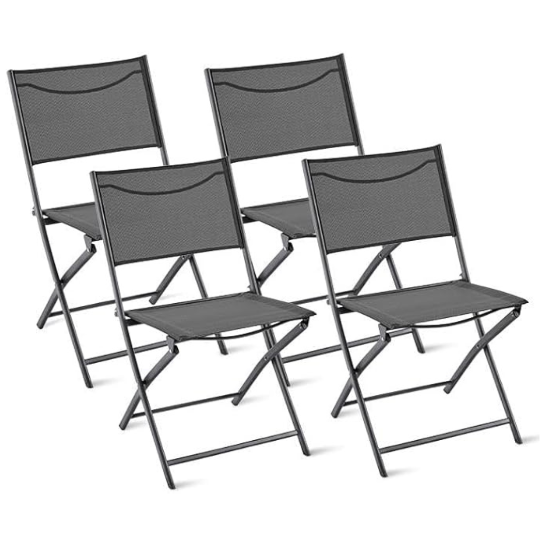 Set Of 4 Patio Portable Metal Folding Dining Chairs Set