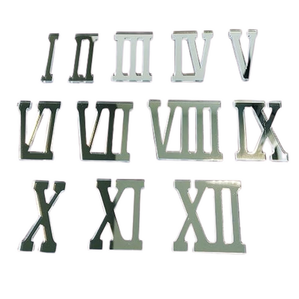 12-Piece Mini Roman Mirrored Acrylic Numerals