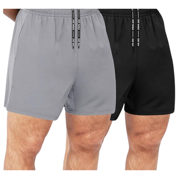 2-Pack Men's Quick Dry Gym Shorts With Zipper Pockets (Various Colors)