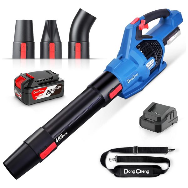 20V 485 CFM Brushless Leaf Blower W/ 3 Nozzles, Battery & Charger