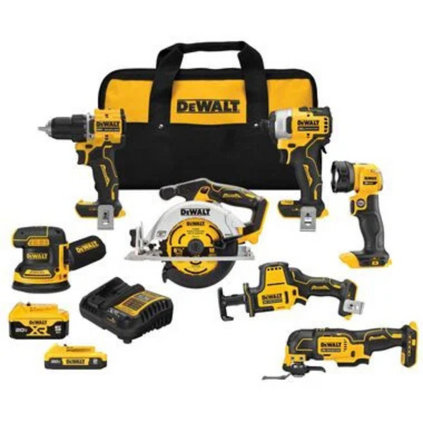 DeWALT 7-Tool 20V Max Cordless Combo Kit W/ 2.0 + 5.0Ah Battery & Charger