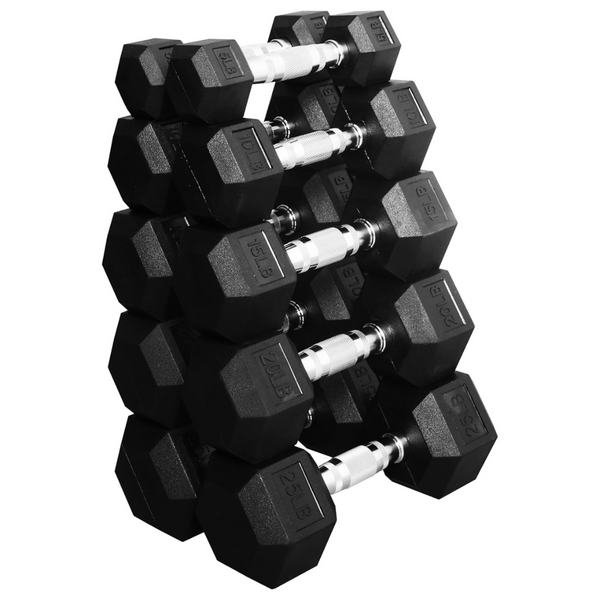 150-Lbs Premium Rubber Coated Hex Dumbbell Weight Set