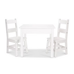 Melissa & Doug Wooden Kids Table And 2 Chairs Set (White)