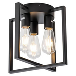 11.8" Black Metal Frame 3-Light Ceiling Light Fixtures