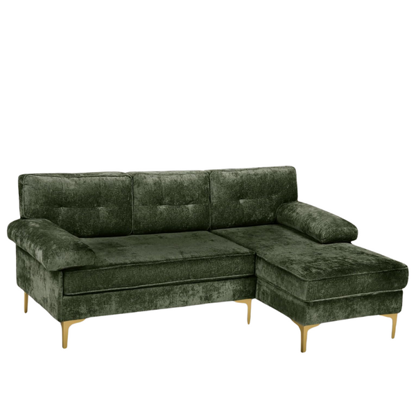 82" 3-Seater Comfy L Shaped Sofa W/ Reversible Chaise & Fluffy Armrests