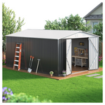 10x14-Ft Frame Structure Garden Storage Shed W/ Lockable Doors