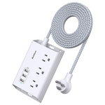 Flat Plug Extension Cord Power Strip With 5ft Braided Cord