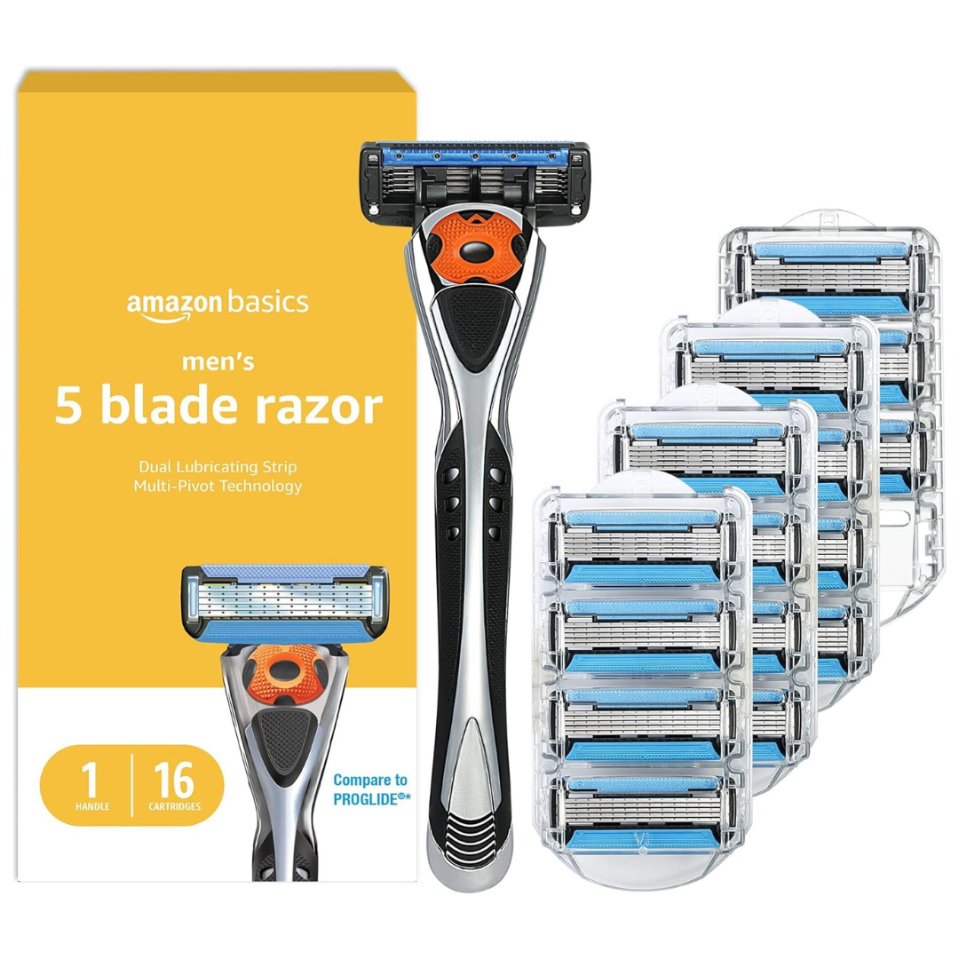 17-Pieces Amazon Basics Men's 5-Blade MotionSphere Razor