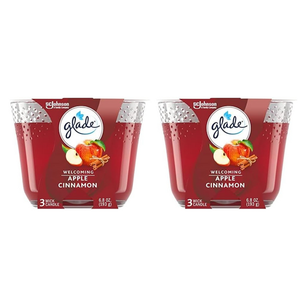 2-Pack 6.8-Oz SC Johnson Glade 3-Wick Apple Cinnamon Scented Candle