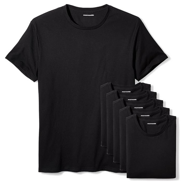 6-Pack Amazon Essentials Men's Cotton Crew Neck T-Shirts