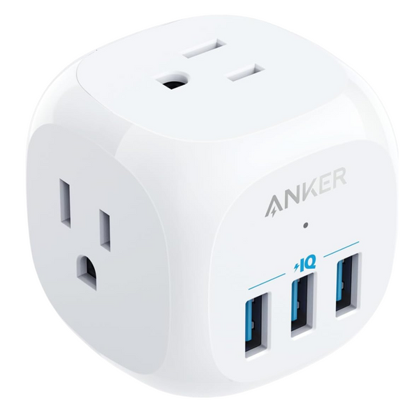 Anker 321 20W Outlet Extender W/ 3 Outlets, 2 USB-A & 1 USB-C Ports