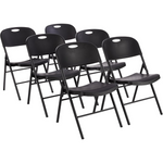 6-Pack Amazon Basics Foldable Plastic Chair with 350-Lbs Capacity