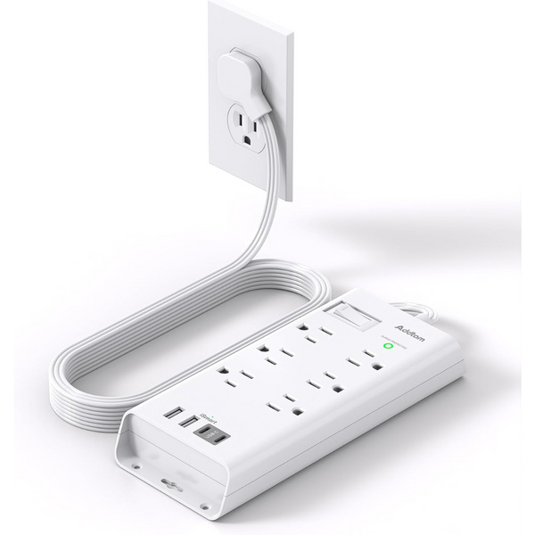 6 Outlet 4 USB Ports Surge Protector Power Strip w/ 5ft Extender Strip