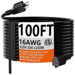 100ft 16 Gauge Waterproof Flexible Cold Weather 3 Prong Extension Cord