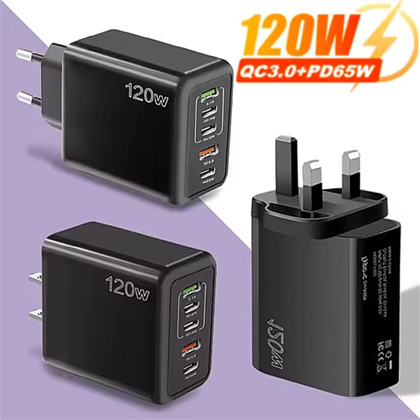 120W USB 5 Ports Type C Fast Charging