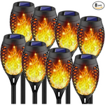 8-Pack Solar Torch Light with Flickering Flame, Auto On/Off Super Hot! Amazon Prime members only! Get 8-Pack Kurifier Solar Torch Light