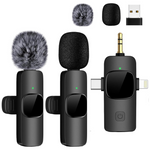 2 Pack 4 in 1 Professional Wireless Lavalier Lapel Microphone