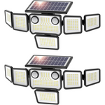 2-Pack Waterproof 3000LM 6 Heads Outdoor Solar Lights