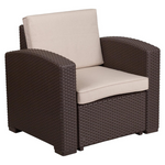 Flash Furniture Seneca Chocolate Brown Faux Rattan Chair