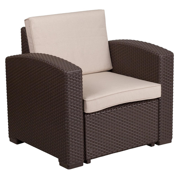 Flash Furniture Seneca Chocolate Brown Faux Rattan Chair