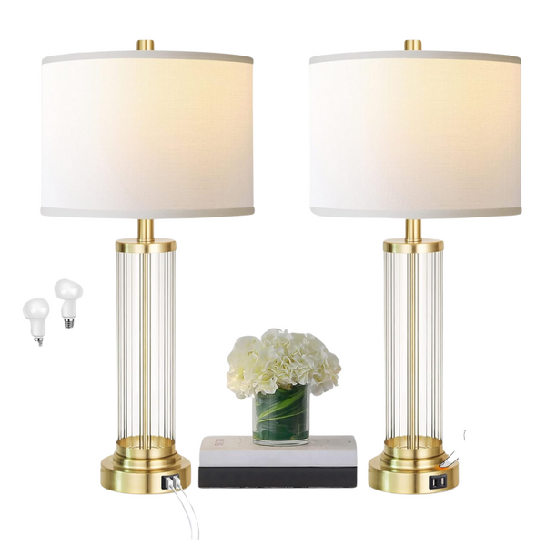 Set Of 2 QiMH Touch Control Table Lamp W/ USB Ports