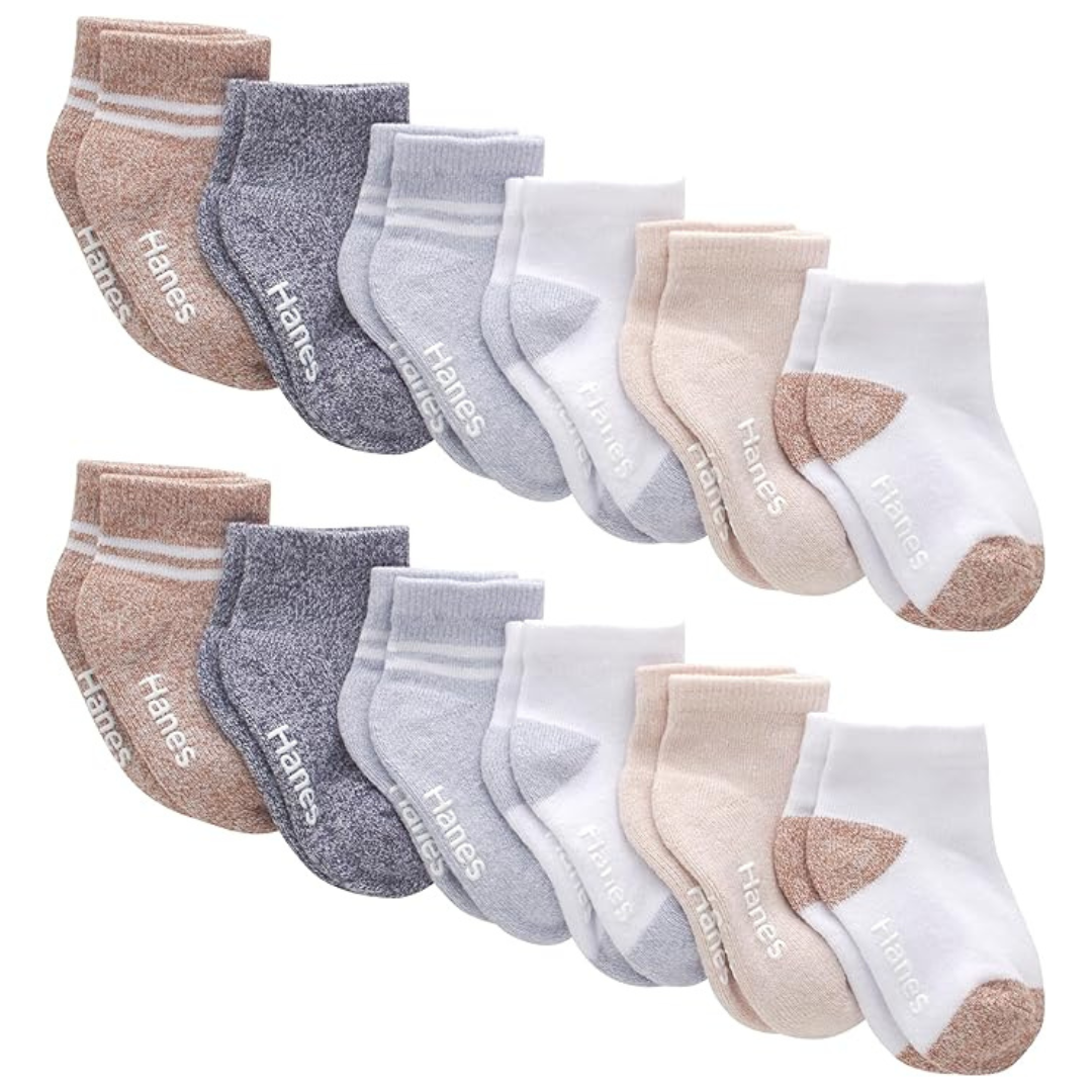 Hanes Non-Slip Grip Ankle Socks (12 Pack)