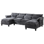 109.45" Modular Sectional Sofa W/Double Cushion Sleeper Chaise